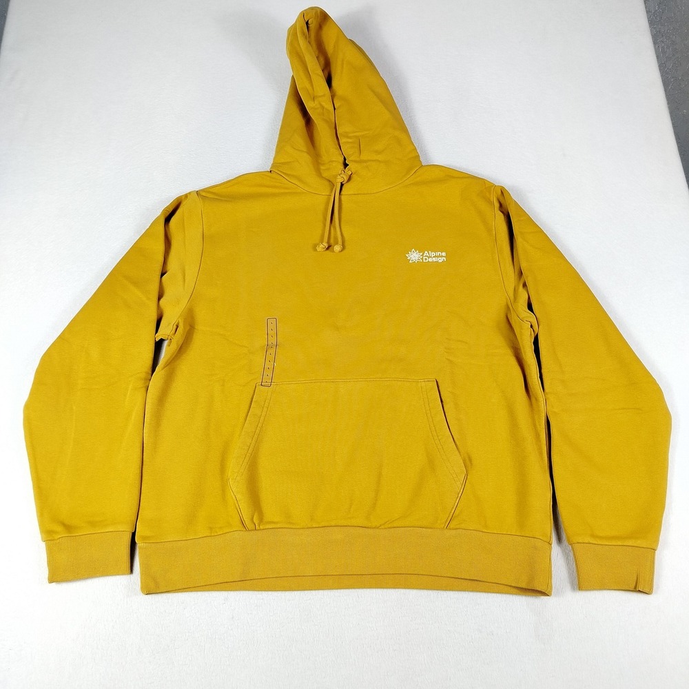 Alpine Design Hoodie Mens Large Yellow Pullover Hooded Sweatshirt Gorpcore